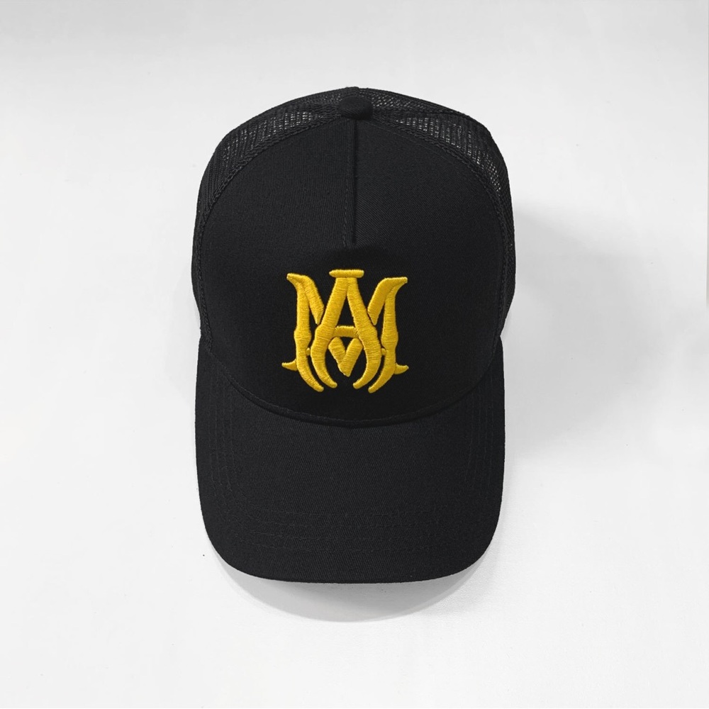 AMIRI Black Cap with Yellow Logo